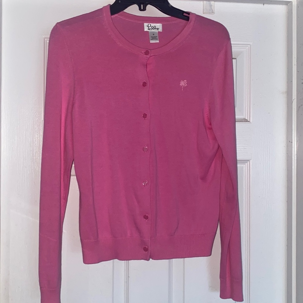 Lilly Pulitzer Pink Cotton Button Up Cardigan Size M